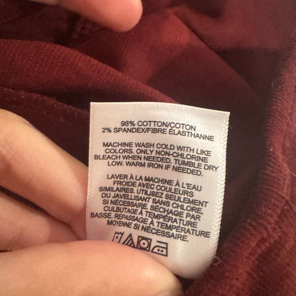 Corduroy Mini Dress Burgundy 98% Cotton - Picture 4 of 6